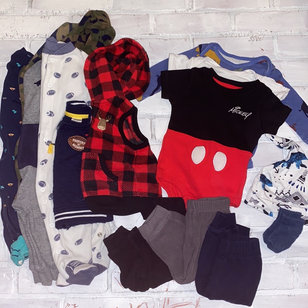 Babyboy 6m fall & winter footie onesie bundle!!